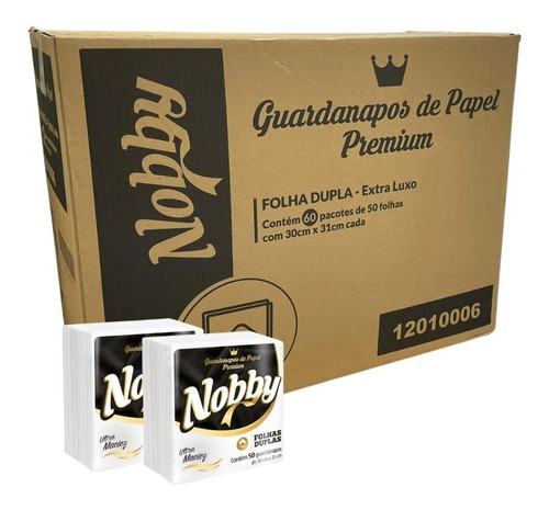 Guardanapo De Papel Folha Dupla 30x31 Nobby 3000unid Atacado