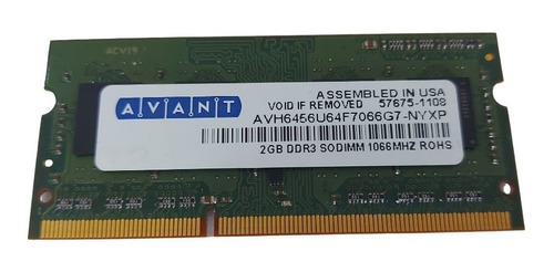 Memória Notebook Ddr3 2gb Avant Pc3-8500 1066mhz 1rx8 . 1.5v