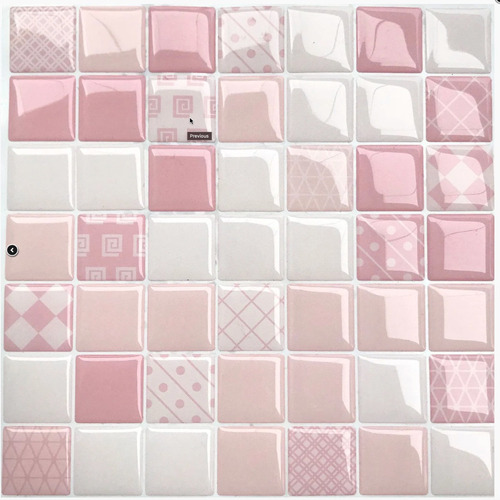 Pastilha Resinada Adesiva Quadrada Rosa Candy Kit 5 Placas