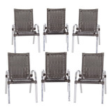 Jogo Com 6 Cadeiras Para Varanda Em Aluminio E Fibr Colombia