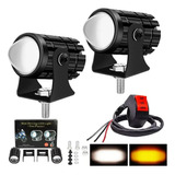 Par Faros Auxiliares Luces Led Moto Doble Color Impermeable