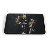 Tapete Kylian Mbappé Paris Fondo Negro Baño Lavable 40x60cm