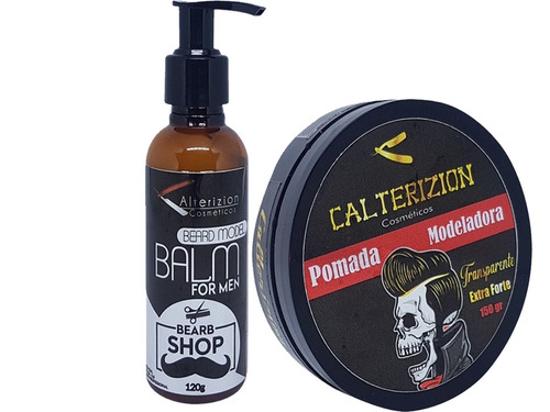 Kit Pomada Modeladora + Oleo Para Barba Cabelo Bigode