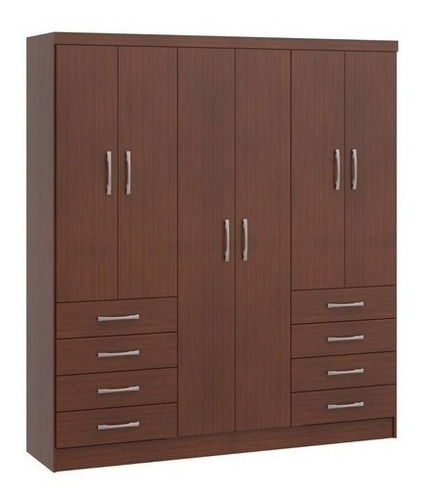 Closet Yardas 6 Puertas 8 Cajones Modelo S338 Caoba Color Burdeo