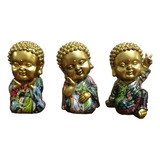 Set De 3 Figuras Decorativas Buda Paz 10cm Akto