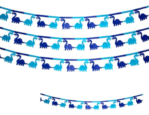 Guirnalda Banderin Banner Dinosaurios Azul Decoracion 360cm