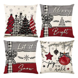 Fundas Para Cojines Navideño Decoración Salón 45x45 Cm 4 Pzs