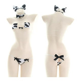 Conjunto De Mini Sosten Con Estampado De Vaca Kawaii Sexy