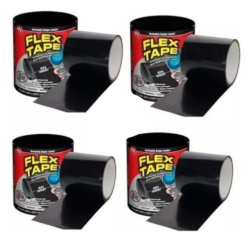 4 Cintas  De Caucho Tapa Fugas De Agua Flex Tape Resistente