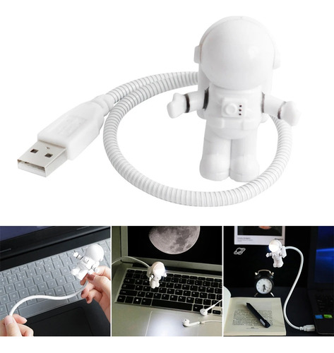 Lampara Usb Astronauta Led Escritorio Luz Noche Flexible