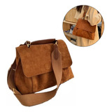 Bolso De Hombro Ancho De Gamuza Retro Marrón Para Mujer