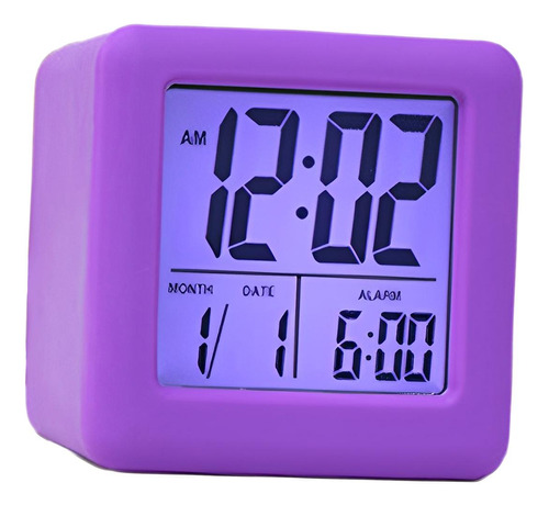 Despertador Para Quarto Relógio De Cabeceira Lcd Roxo