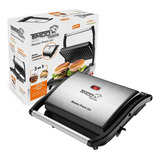 Parrilla Panini Sandwichera Doble Placa Antiadhente Timco Color Negro