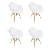 Jogo 4 Cadeiras Charles Eames Wood Design Eiffel C/ Braço