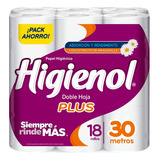 Papel Higiénico Higienol Plus Doble Hoja 30 Mts 18 Un Ahorro