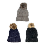 Gorros Por Mayor Lana Tejido Invierno Moda Con Pompon X 6 Un