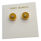 Aretes Tory Burch Redondos Con Logo Dorado Y Color