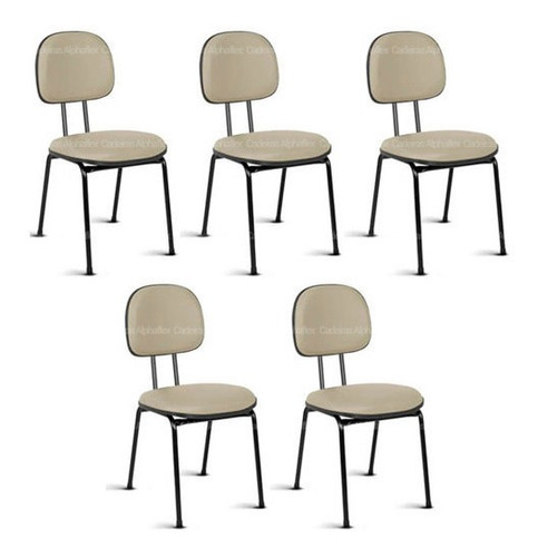 Kit 05 Cadeiras De Escritório Secretária Fixa Pé Palito Rce