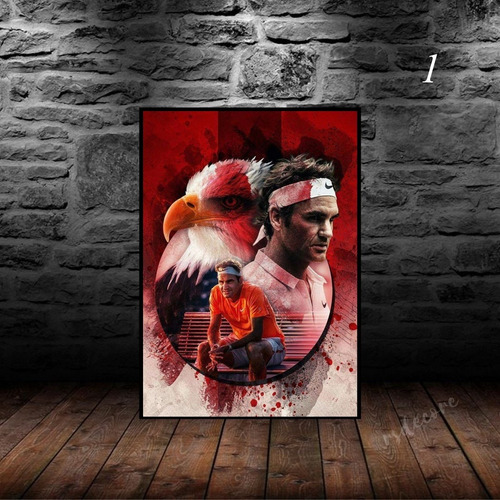 Quadro Poster Do Tenista Roger Federer Moldura 43x33cm A3