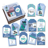 Kit Imprimible Día Del Padre Tags, Etiquetas Y Tarjetas Azul
