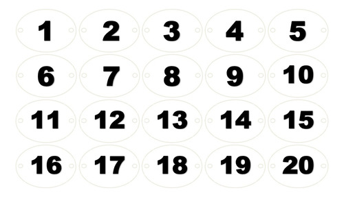 15 Numero Oval Pvc Do 1 Ao 15 - Artesanal