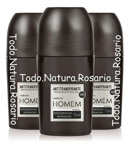 Desodorante Antitranspirante Roll On Natura Homem Kit X3 Un 