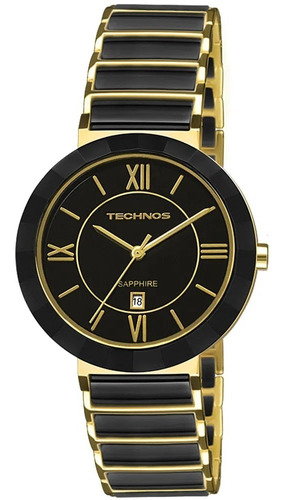 Relógio Technos 2015ce/4p Ceramica Dourado Preto Safira