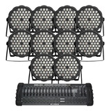 10 Canhão Refletor Par Led 54 Led 3w Rgbw+ Mesa Dmx 512 32ch