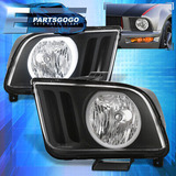 For 05-09 Ford Mustang Black Led Drl Halo Ring Headlight Aac