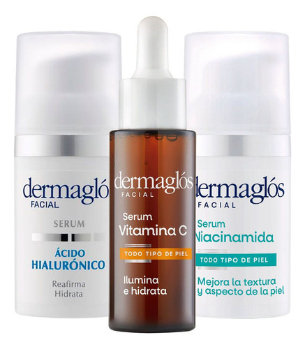 Dermaglós Kit Sérum Ácido Hialurónico Vitamina C Niacinamida