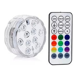 4 Luminária Led Piscina Controle Remoto Pilha Ventosa Cor