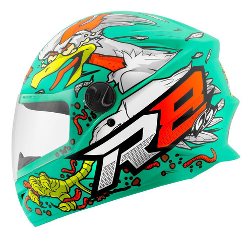 Capacete Moto Fechado R8 Rocket Chicken Protork Fosco Cor Azul Tamanho Do Capacete 58