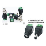 16 Conector Bnc Balun Macho Coaxial Cat5 Cctv + 8 Par Corrie