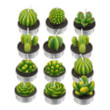 12 Velas Recuerdo Souvenir. Vela Cactus Suculenta 4x5cms