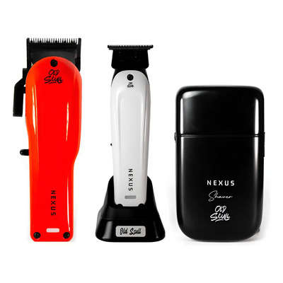 Barber Set Nexus Old Scull Combo Clipper Trimmer Shaver Color Rojo | Meses sin interés