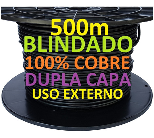 Cabo Rede Cat5e 500m Cobre Ftp Externo Blindado Dc Connect