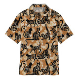 Camisa Hawaiana Unisex Con Diseño De Gato Negro, Camisa De P