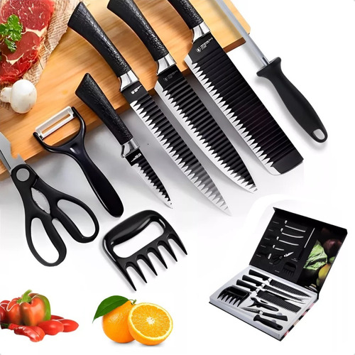 Conjunto Facas Chef Churrasco Inox Antiaderente Corte 8peças