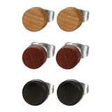 Cupimatch 3 Pares De Aretes De Madera Para Hombres, Unisex R