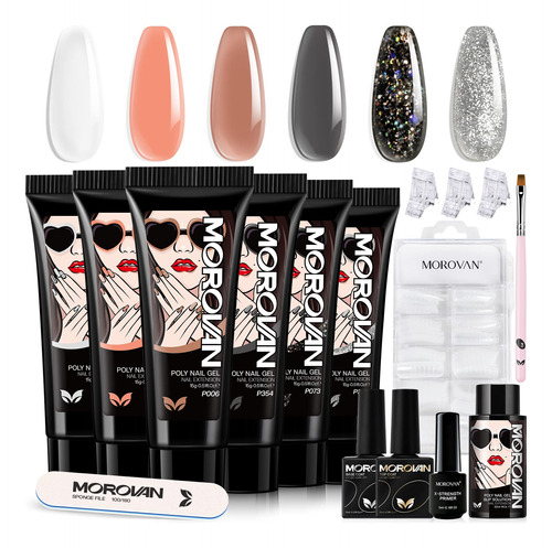 Morovan Kit De Unas De Poligel, 6 Colores De Gel De Unas De 