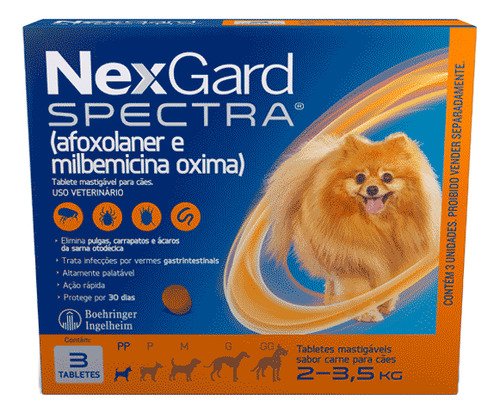 Nexgard Spectra Antipucompatívelas E Vermífugo Cães 2kg A