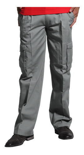 Pantalon Gabadina Cargo Gris Pinzado, Excelente Calidad