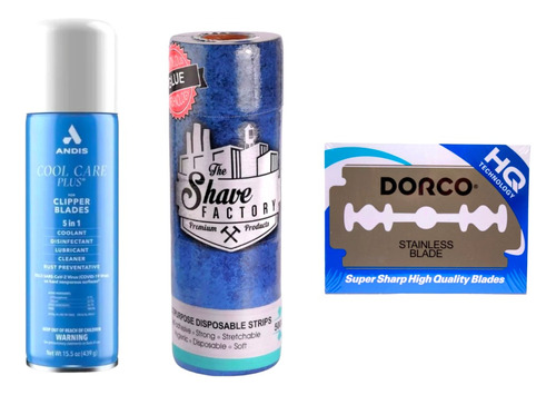 Cool Care Andis 439g+papel Cuellero Shave Factory+dorco Azul