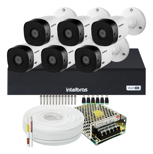 Kit 6 Câmeras Intelbras Vhl 1220 Full 20m Dvr 8 Canais S/ Hd