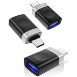 Adaptador Usb-c Macho A Usb 3.0 Hembra | 3 Piezas / Negro