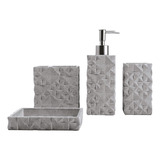 Set De Baño Completo 4pc De Resina Diseño Diamond Pattern 