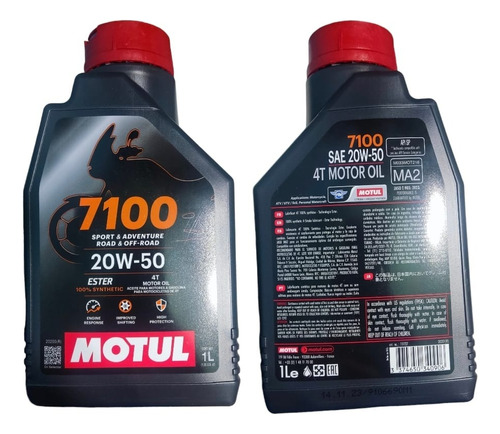 4 Aceite Sintetico Motul 7100 20w-50 Moto 4 T R6 R1 Gsxr Rr