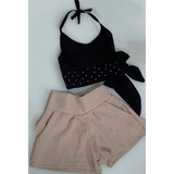 Conjunto Cropped Short Menina Infantil Lançamento 