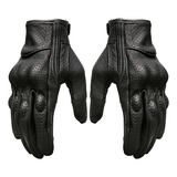 Guantes Moto Piel Protecciones Biker Perforados Talla M