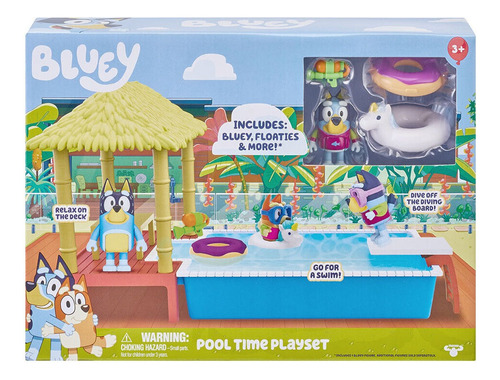 Bluey Playset Con Piscina Figura Y Accesorios Pool Time